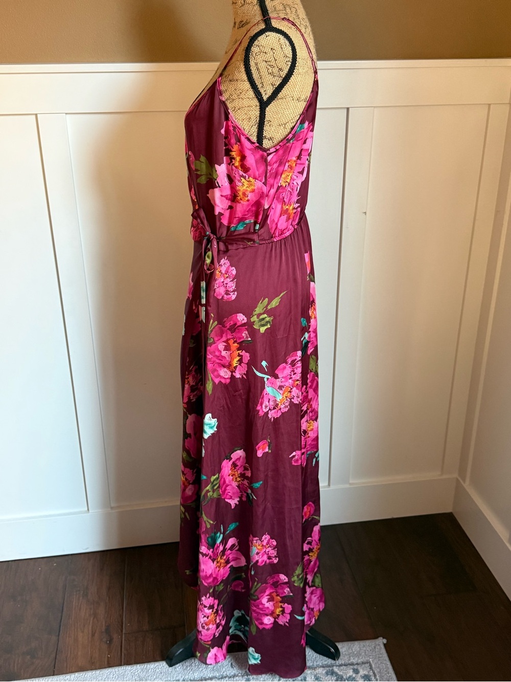 Boho Floral Maxi Dress XL Cottagecore Coquette Wrap Summer - Picture 5 of 7